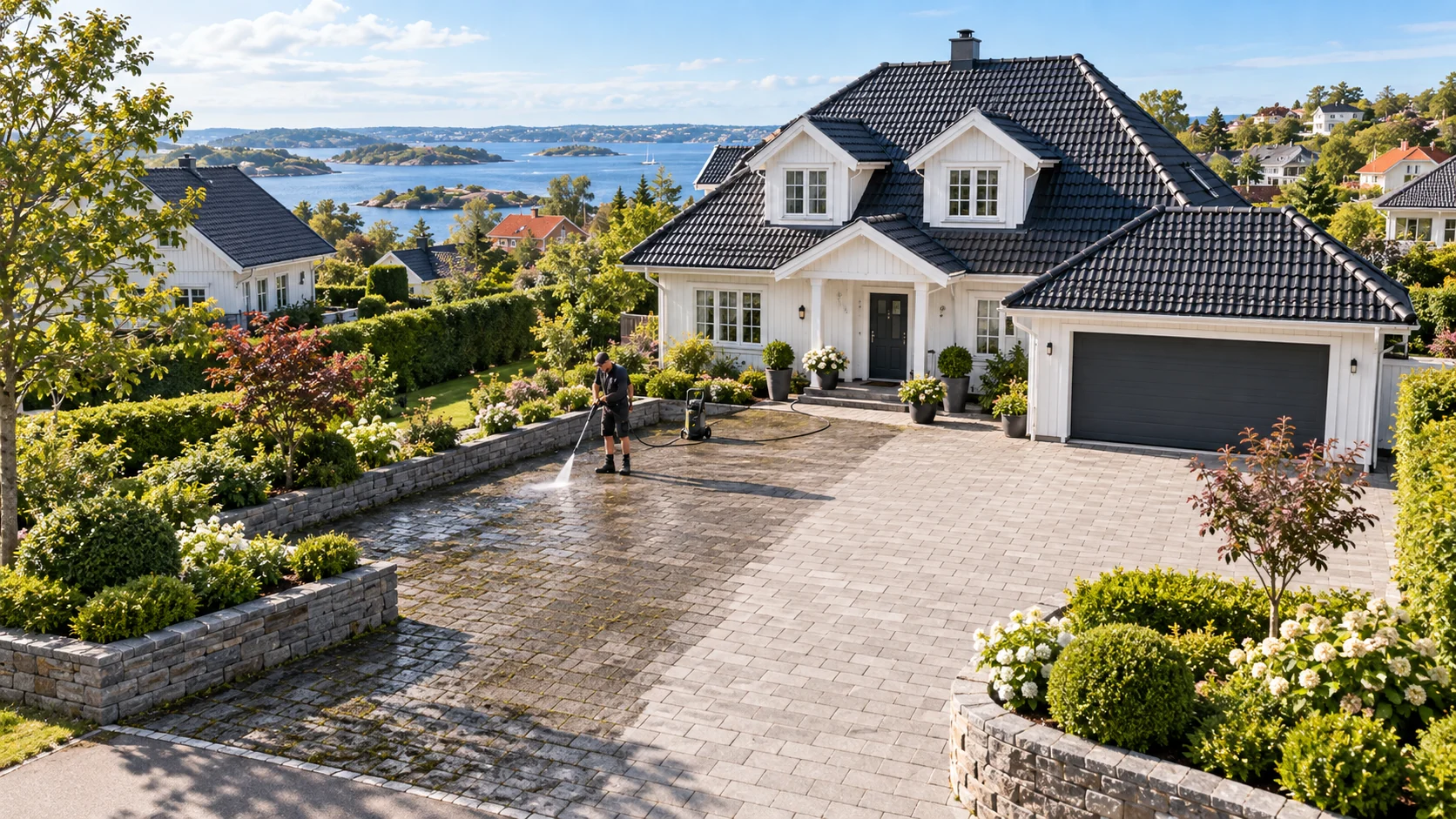 Ren uppfart vid villa i Skåne län